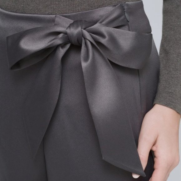 White House Black Market Bow-Belt Satin Tapered Ankle Pants - Picture 5 of 6